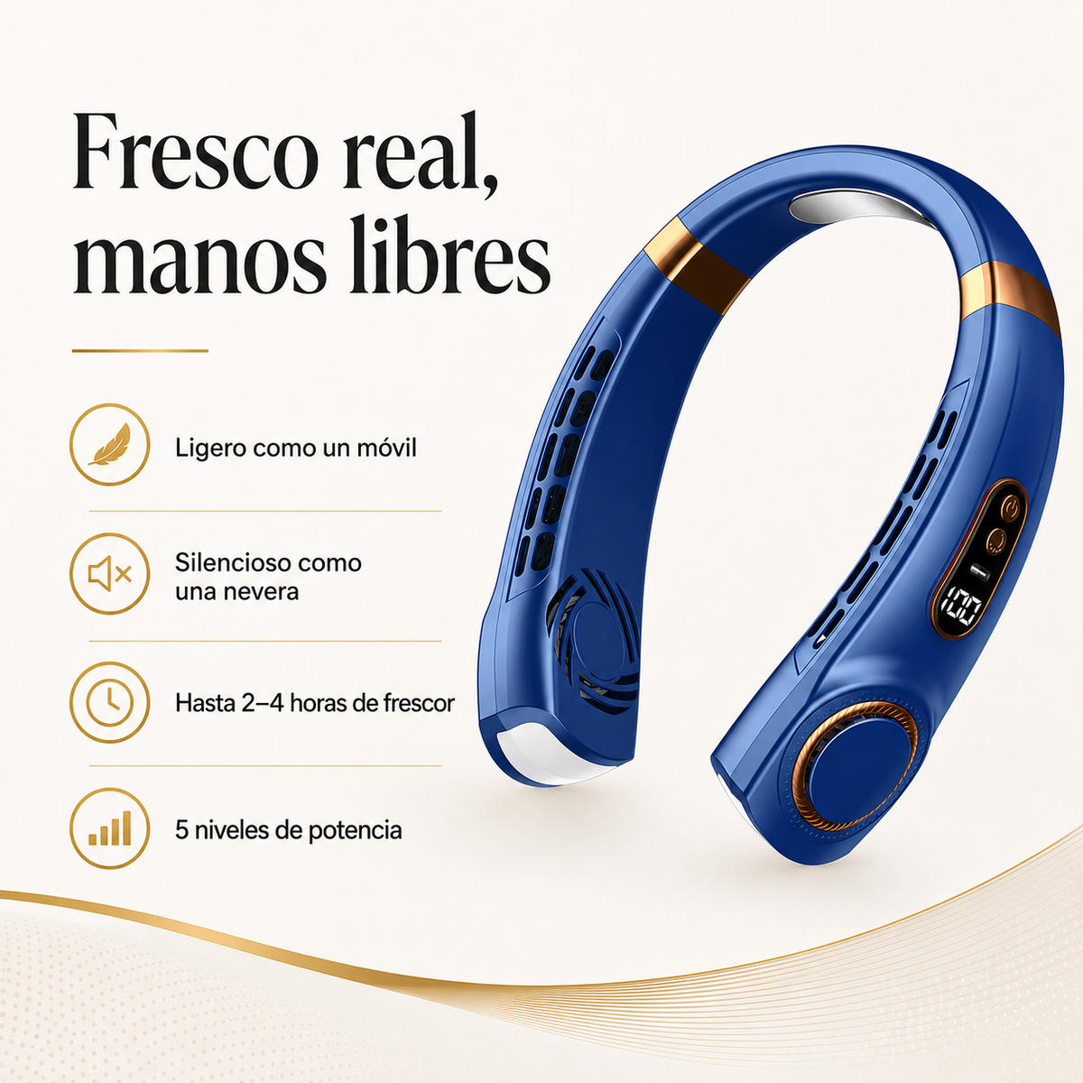 Breezo · Ventilador de cuello sin aspas manos libres