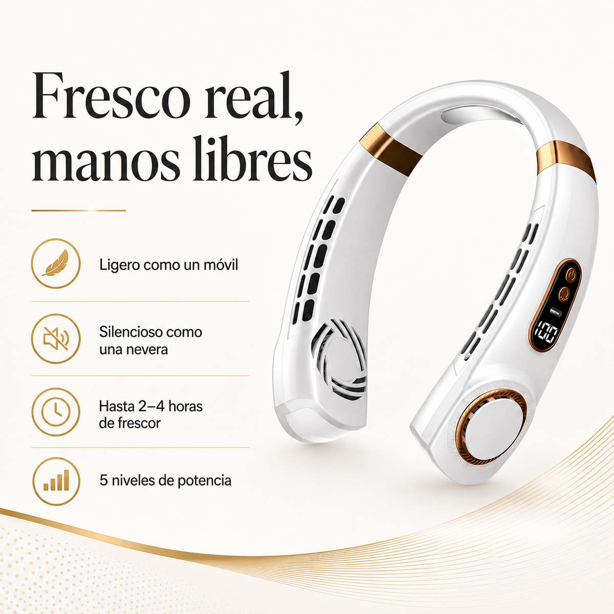 Breezo · Ventilador de cuello sin aspas manos libres