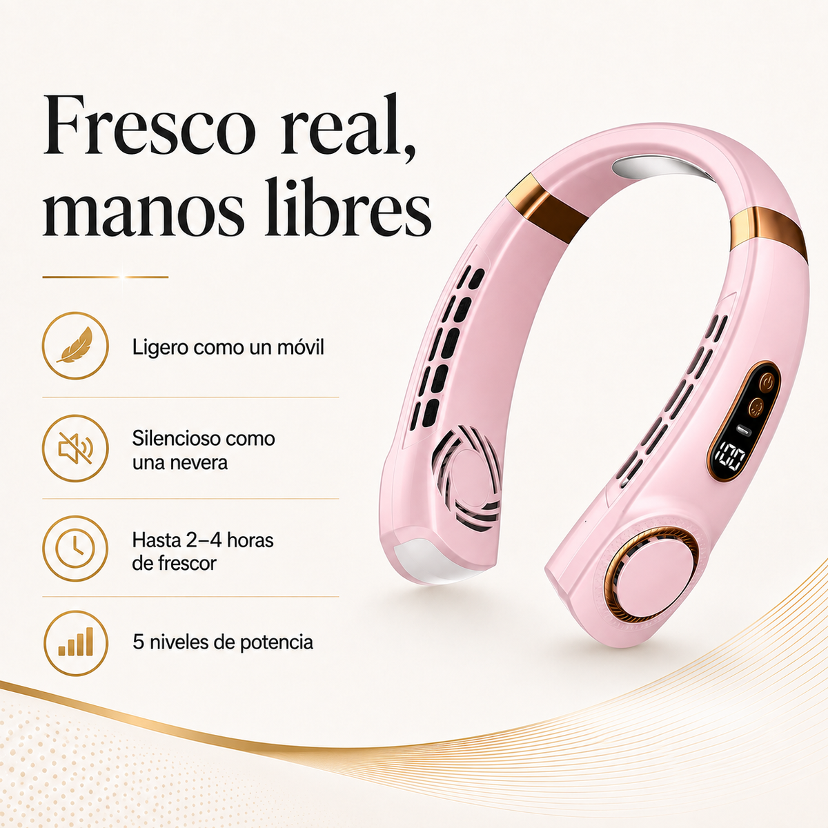 Breezo · Ventilador de cuello sin aspas manos libres