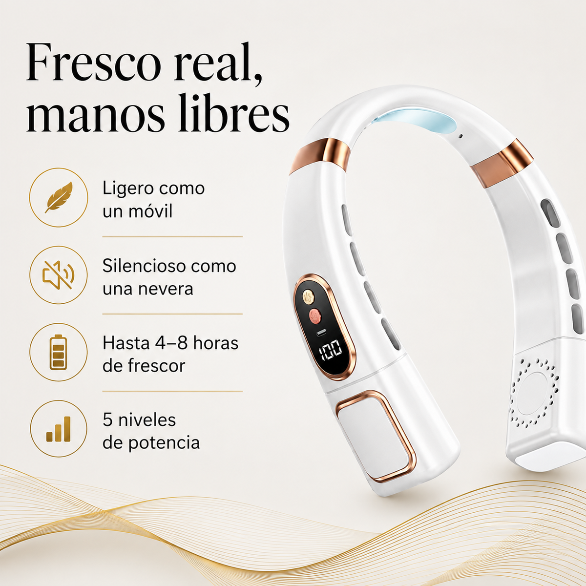 Breezo · Ventilador de cuello sin aspas manos libres