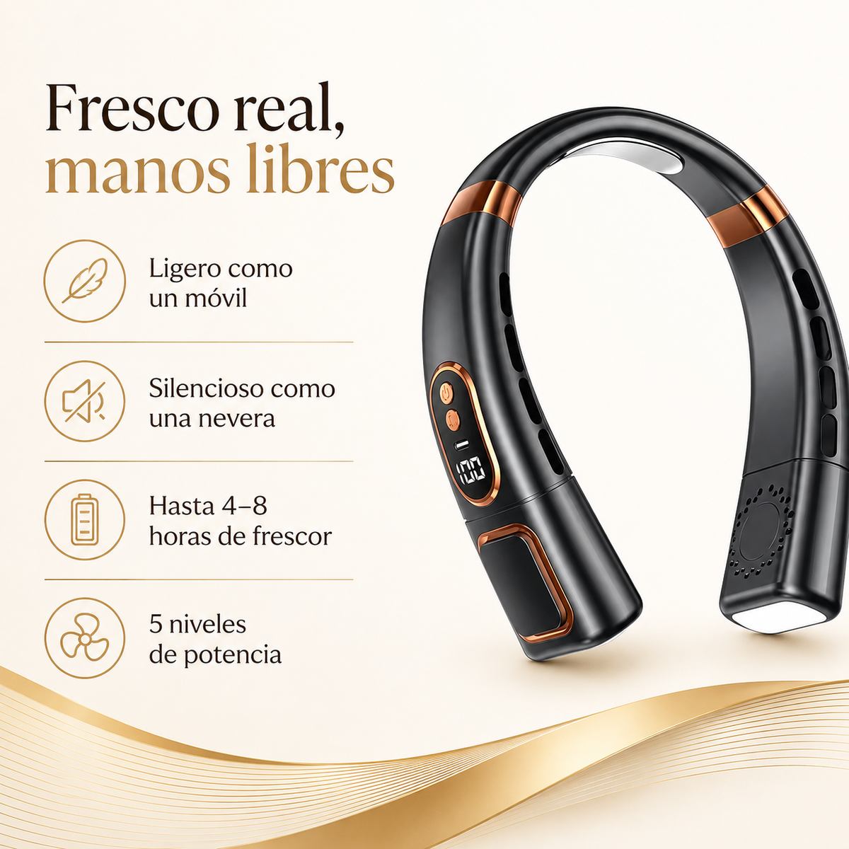 Breezo · Ventilador de cuello sin aspas manos libres