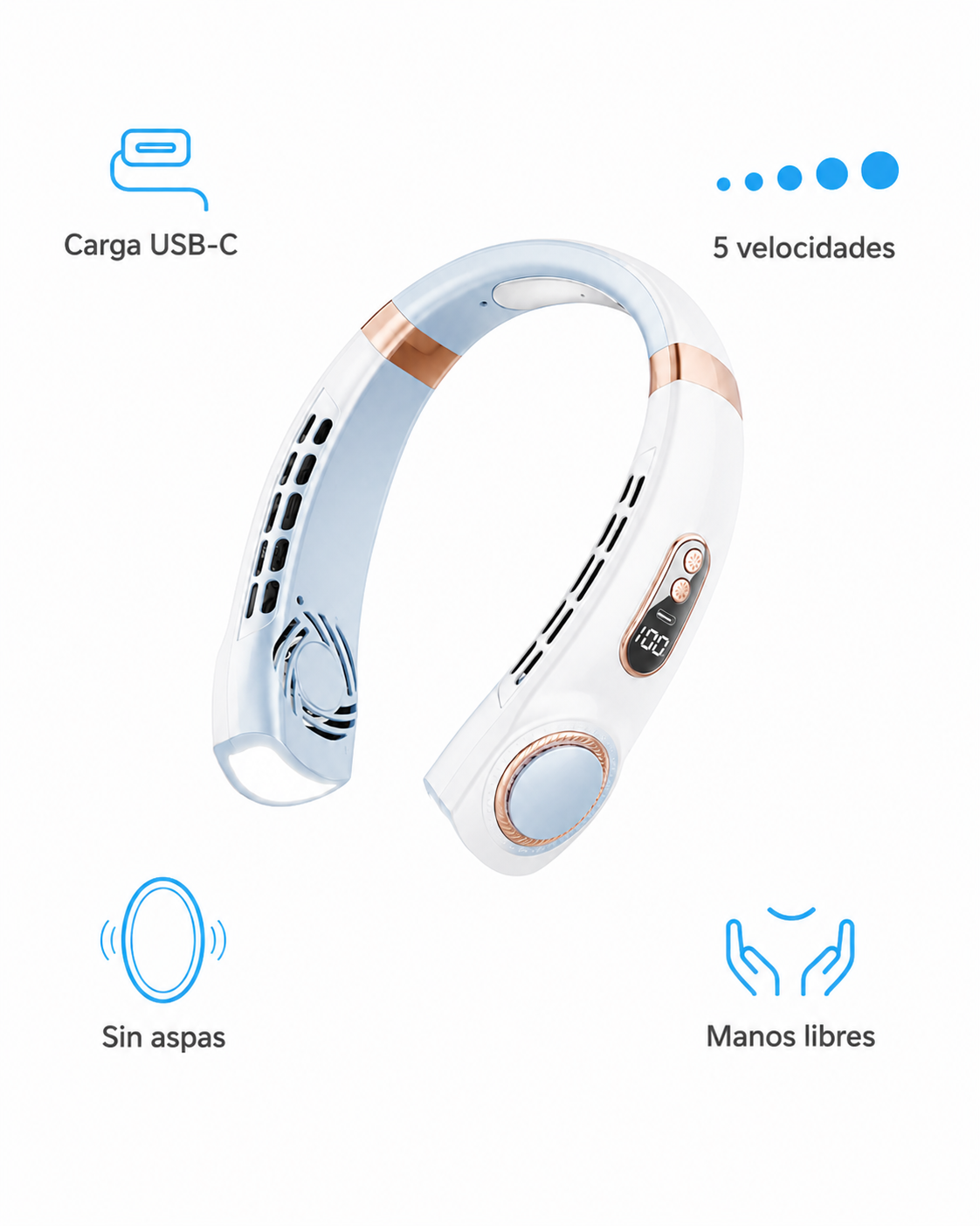 Breezo · Ventilador de cuello sin aspas manos libres